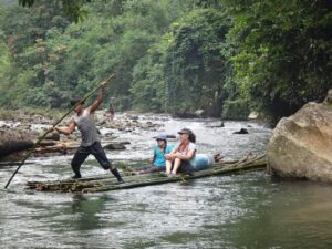 Bamboo Rafting down the river in Sumatra