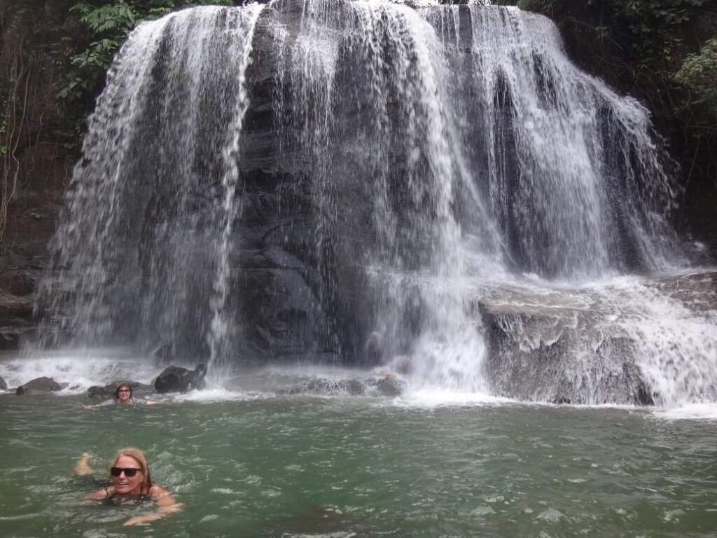 Swimming in waterfalls in Sumatra